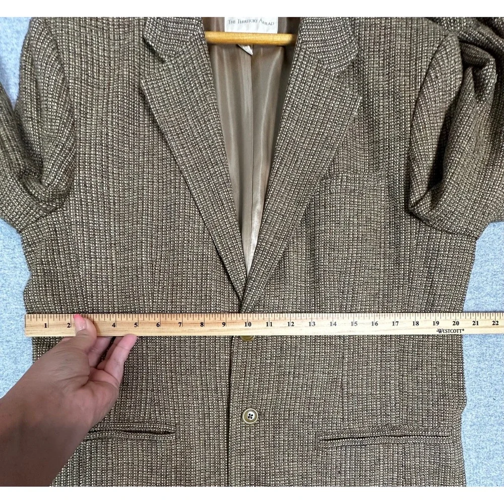 The Territory Ahead Silk Blazer Mens 40R Brown 3-Button Tweed Sport Coat